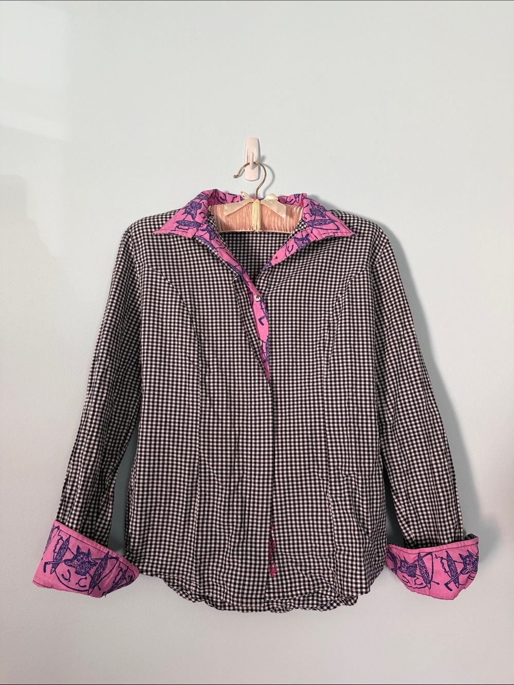Orchid Radnor on Navy Gingham Button Front Shirt